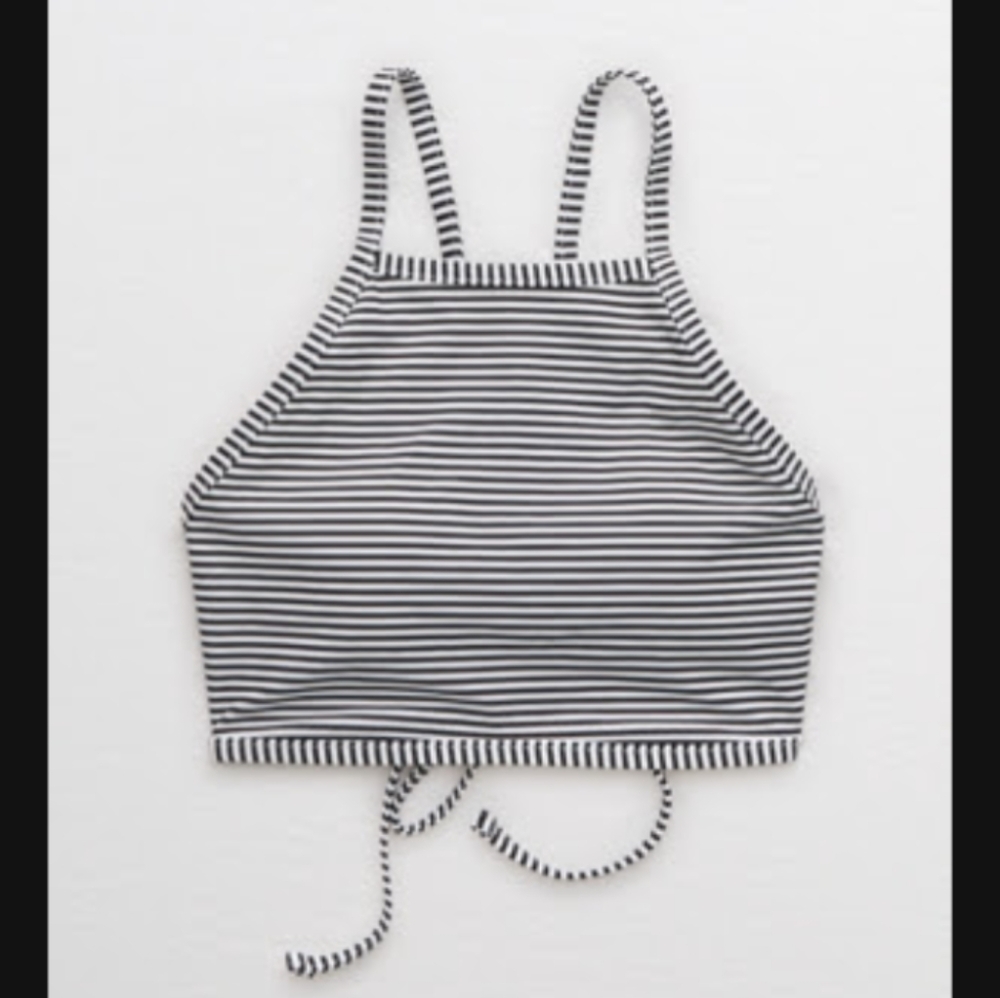 Aerie high neck bikini top XS black and white